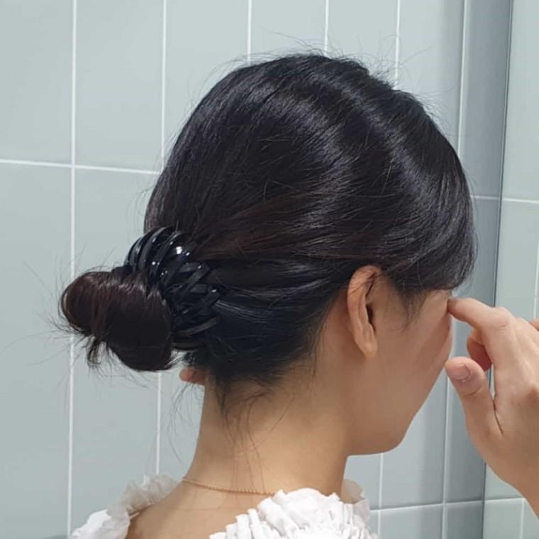 똥머리집게핀 블랙 머리올림핀 뒤꽂이
