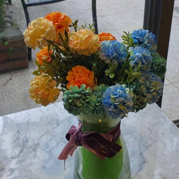 수국 조화 옐로우 성묘조화 장식용조화
