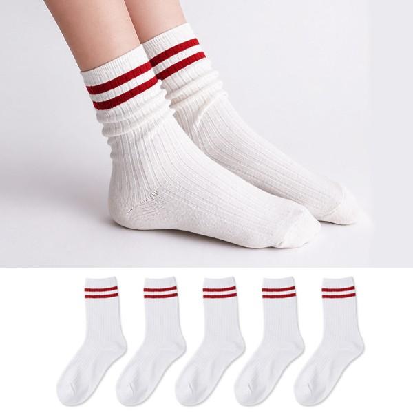 여성 데일리 캐주얼 중목 양말 5켤레 AYY-0408