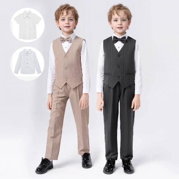 로완 세로스트라이프 3버튼 양장조끼 반팔or긴팔셔츠