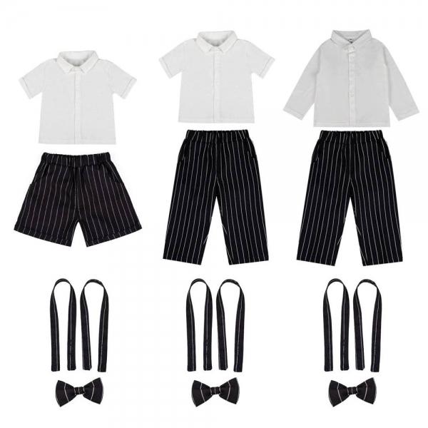 블랙 스트라이프 서스팬더 멜빵세트 3종(셔츠 타이