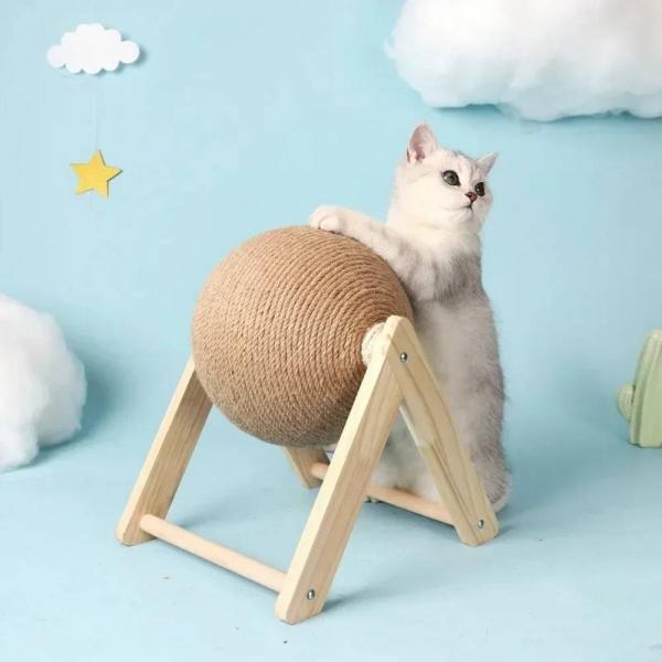 고양이 스크래쳐 삼베로프 회전볼 스크래치공-L