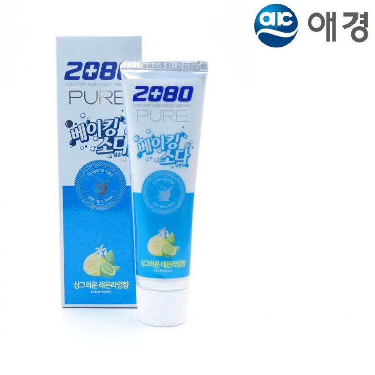 2080퓨어 베이킹소다 치약 레몬라임 125g
