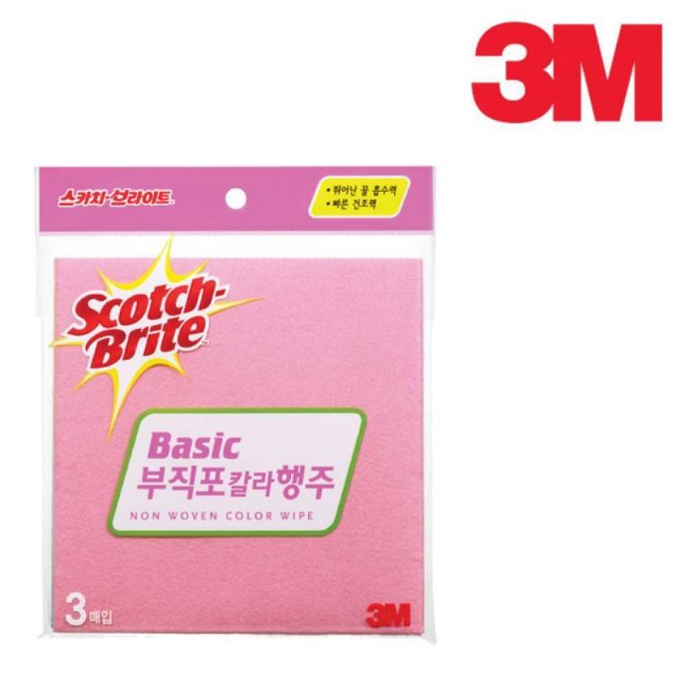 3M 스카치브라이트 베이직 부직포 컬러 행주 3매입