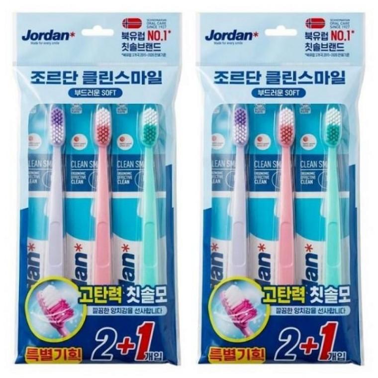 X 칫솔 조르단 부드러운모 2+1개입 클린스마일 고탄력 2개