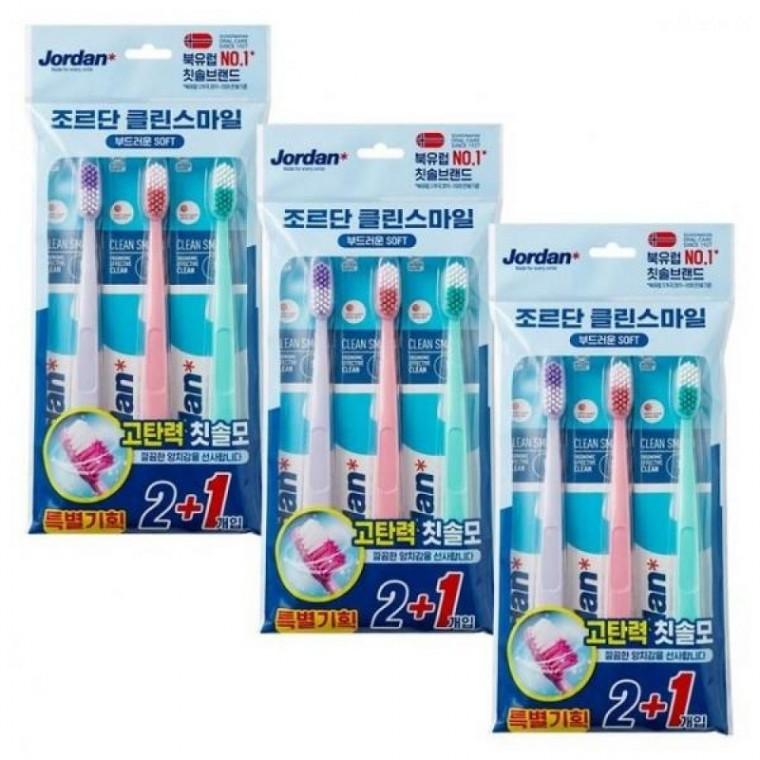 칫솔 X 조르단 클린스마일 3개 부드러운모 고탄력 2+1개입