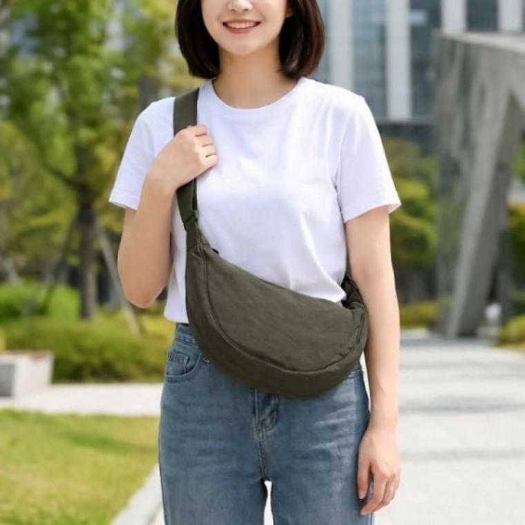 반달 미니 카키 크로스백 데일리 숄더 슬링백