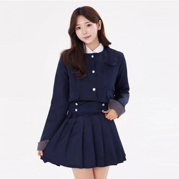 슬림라인 여자 긴팔 교복세트(자켓 셔츠 치마) 교복