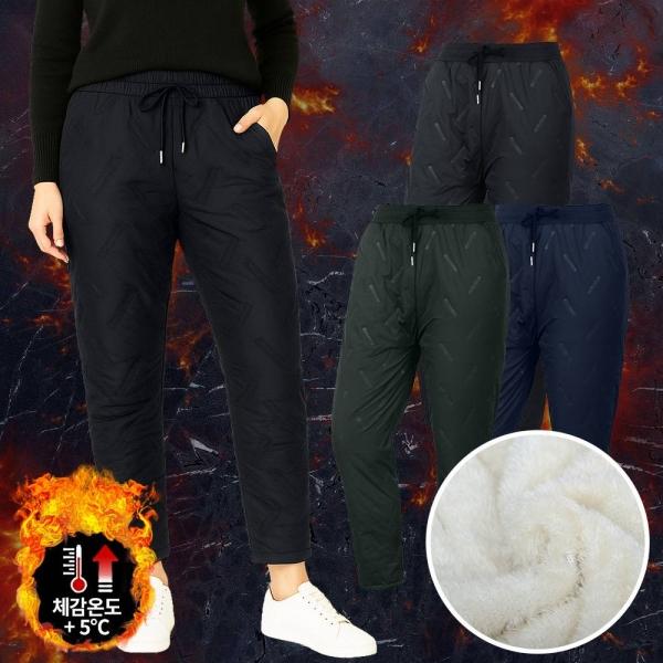 여성용 방풍 방한 밴드 패딩 일자 팬츠