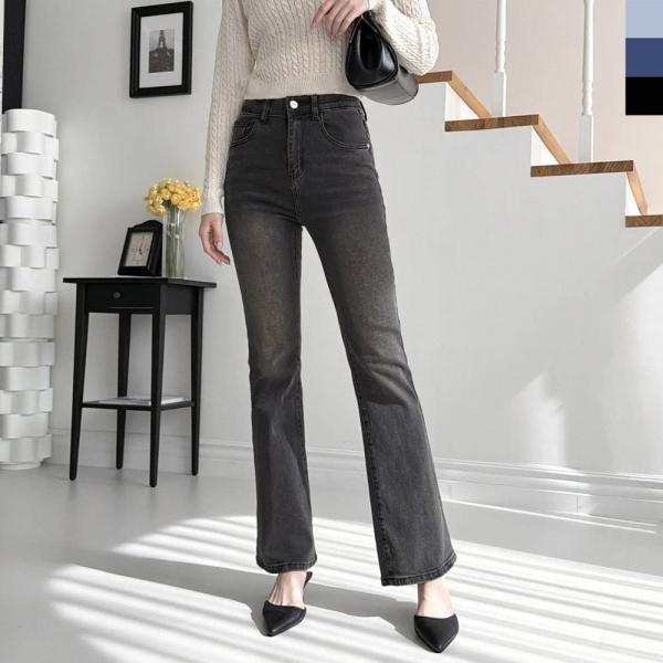 2L- SIN WSF5000 여자 히든밴딩 스판 세미 부츠컷 반하이웨스트 청바지 데님