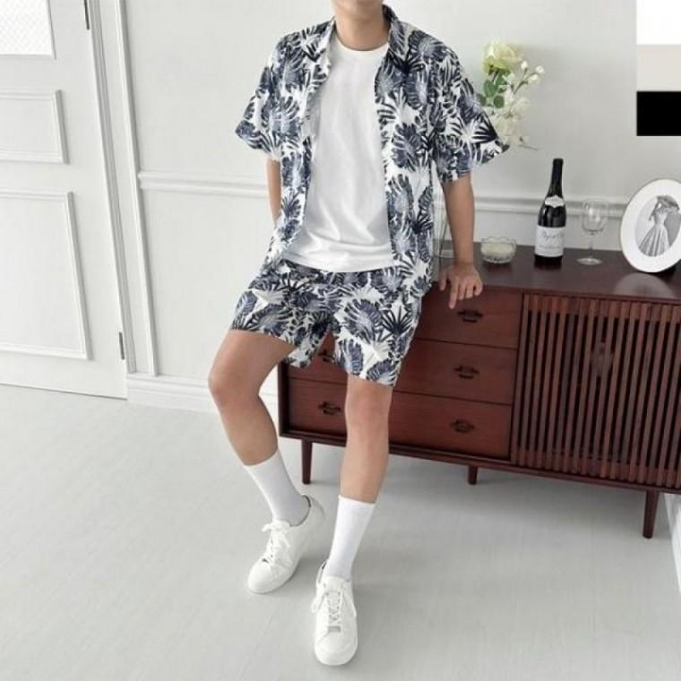 1003 해변룩 KWW 여름 반바지 바캉스 셔츠 남자 세트 남방 반팔 비치웨어