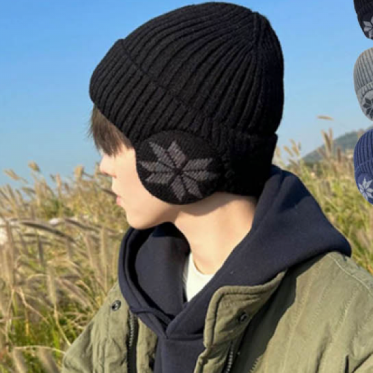 방한 혹한기 눈꽃 패턴 비니 모자 디자인 겨울