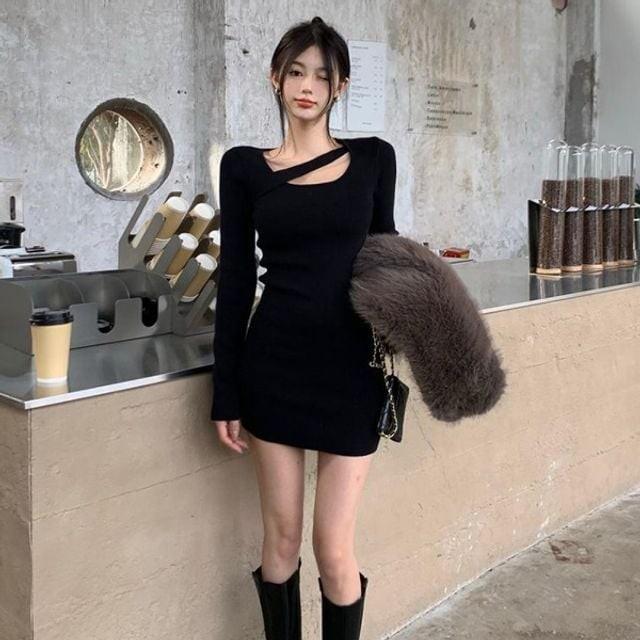 클럽미니원피스 슬림숏블랙원피스 파티블랙원피스