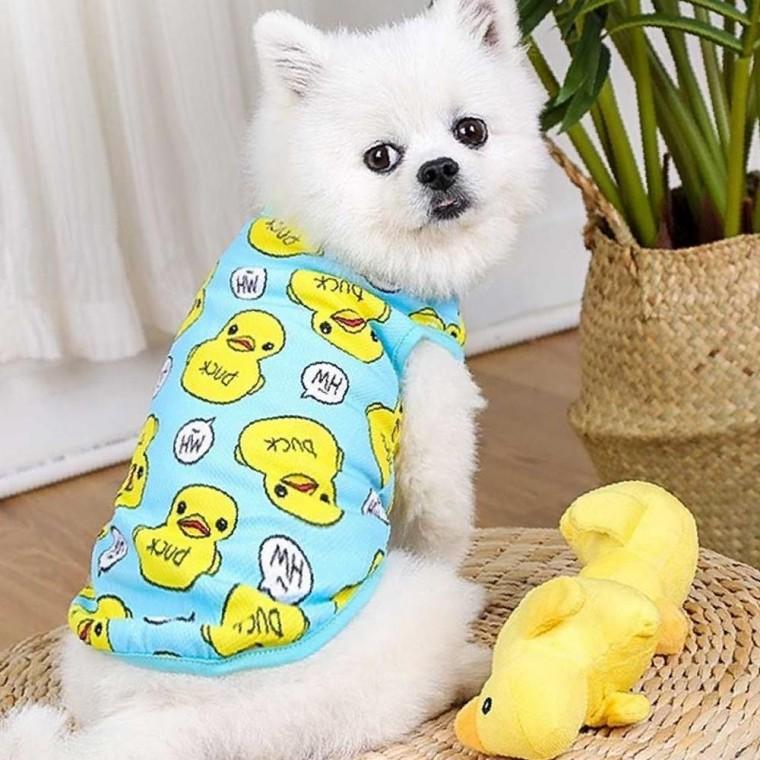 애견 오리 그림 패턴 디자인 귀여운 나시 티셔츠 패션