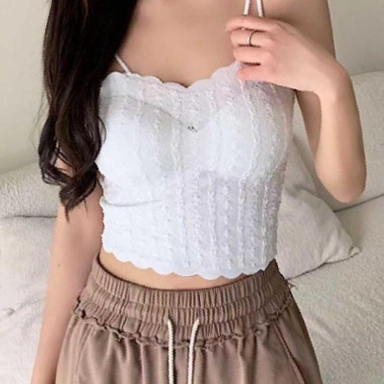 여성 레이스 민소매 캡내장 나시 예쁜 여름 브라탑