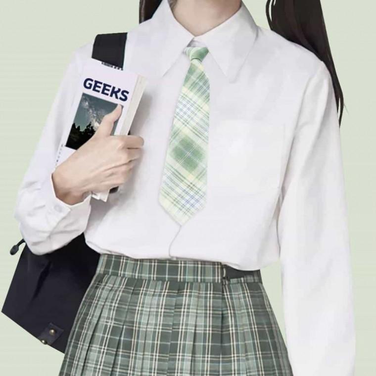 학생 체크 원터치 넥타이 그린 자크넥타이 패션넥타이 체크무늬넥타이