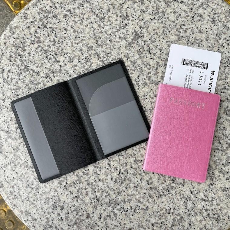 여권 케이스 티켓 카드 보관 핑크 블랙