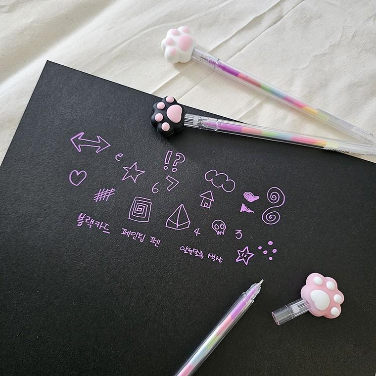 랜덤 고양이발바닥 컬러 형광 젤펜