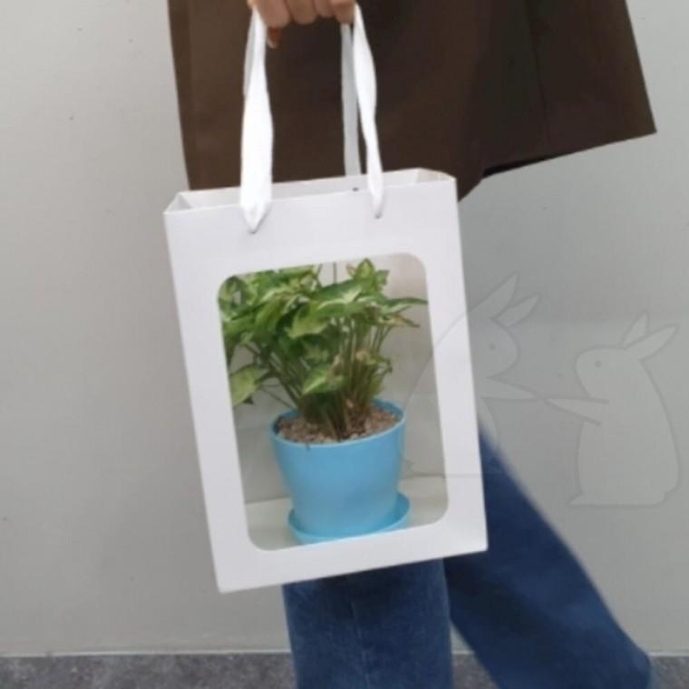 종이가방 대형 화이트 보이는 흰색 화분 포장