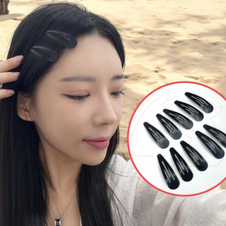 똑핀 똑딱핀 10P 여아 검정 헤어 잔머리핀 똑딱이핀