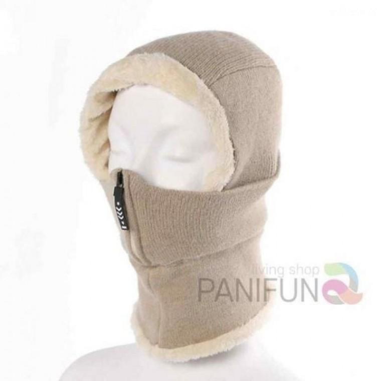방한워머 목워머 집업 기모워머 등산모자 넥워머모자 집업넥워머 베이지