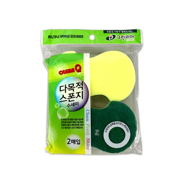 그린피아 다목적 스폰지수세미 2매입-TK 다목적수세미 다용도수세미 초록수세미 설거지 쑤세미 수새미 그릇