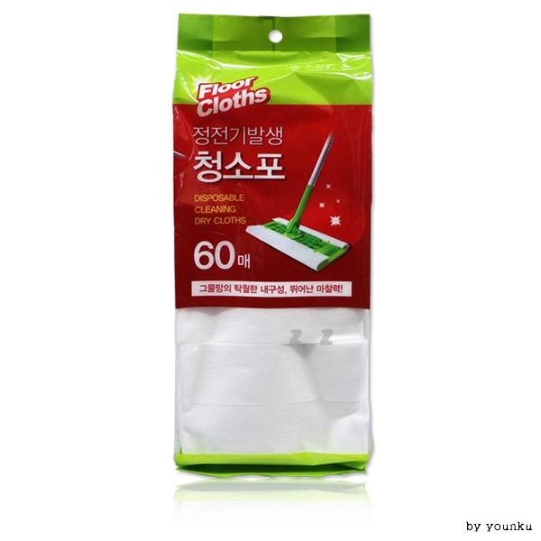 정전기발생 청소포 60매-T2/먼지청소/밀대걸레/빗자루