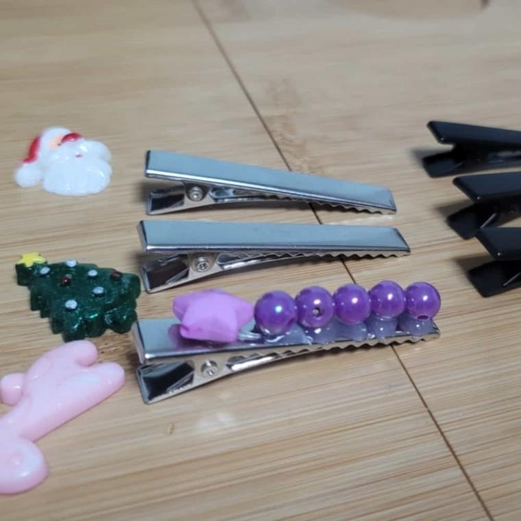 메탈집게핀 실버 5P 헤어핀만들기 핀재료