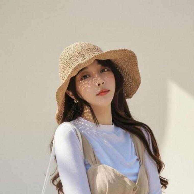 챙모자 라탄 휴가용 버킷햇 여자 와이어 56-58cm 플로피햇 여름 바캉스