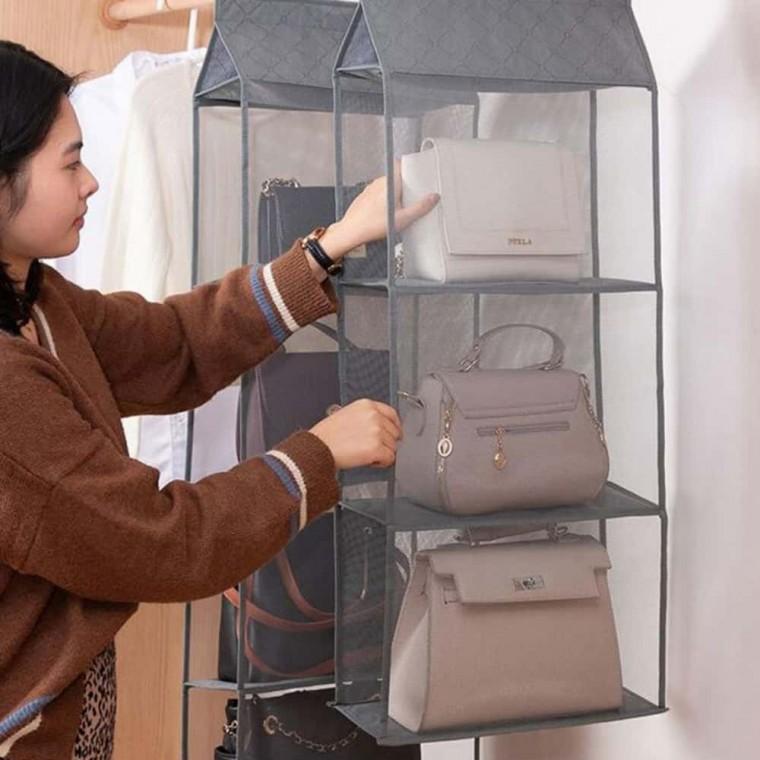 가방 정리함 4단 그레이 옷장수납함 모자보관대 모자정리대