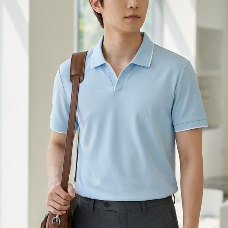 남자 여름 반팔 오픈 카라티 쿨티 쿨링 무지 메쉬 반팔 티셔츠