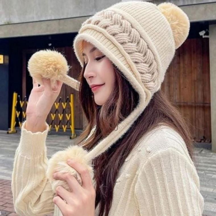 모자 따뜻한 햇 방울 버킷 꽈배기 여성니트 겨울