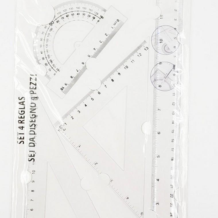4PCS 삼각자 각도기 세트 각도기세트 플라스틱자