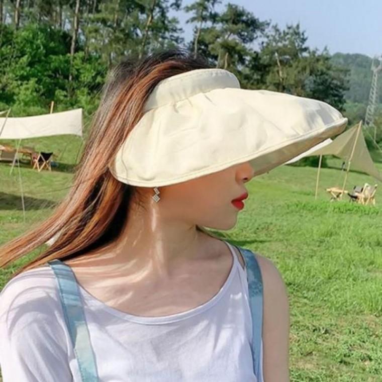여성용 썬햇 헤어밴드 베이지 여름모자 썬캡 겸용