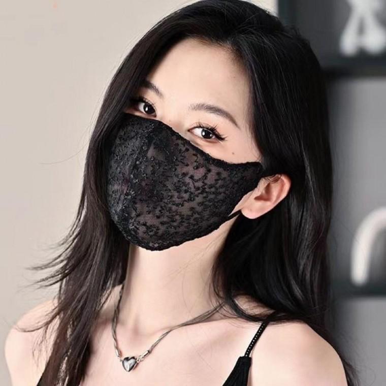 망사 레이스 시스루 마스크 패션마스크 데일리 여름 포인트 숨쉬기편한 귀편한 여성마스크