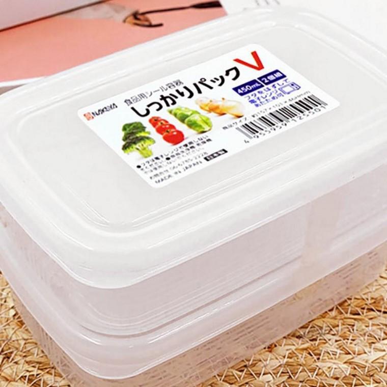 2P 밀폐 용기 450mL 플라스틱통 사각밀폐용기 플라스틱반찬통 샐러드용기 과일보관용기