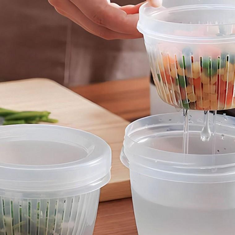 채반 밀폐통 원형 500ml 과일통 채반통
