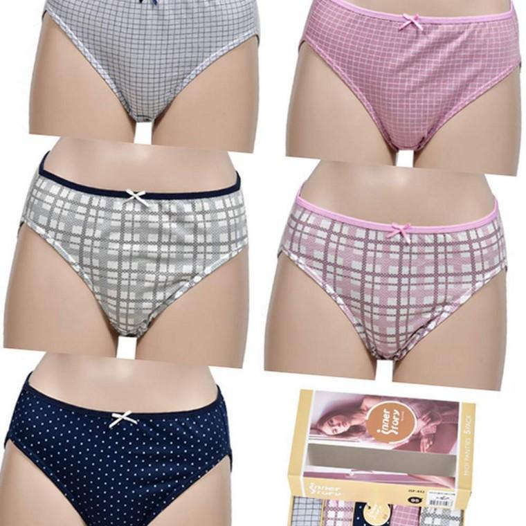 패턴 여성 미디 삼각팬티 여성팬티 체크팬티