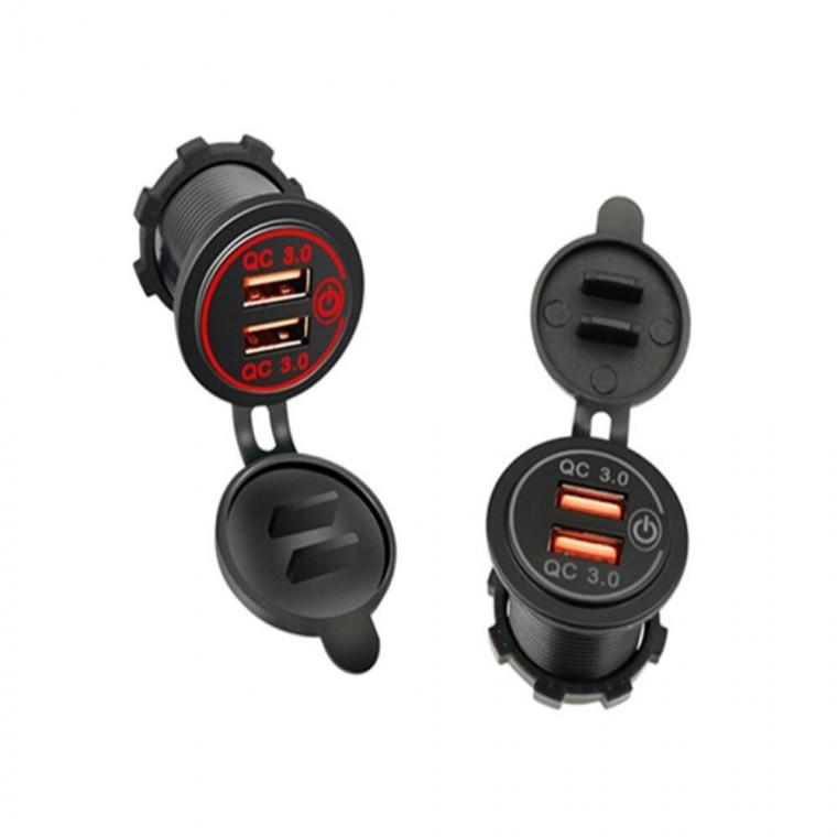 QC 3.0 USB 2포트 소켓 캠핑카USB포트 매립형시거잭 오토바이USB잭