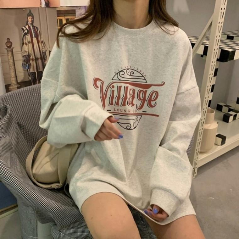 오버핏 빌리지 스 여성 박시 겨울 티숙 원피스티숙 여성 무지 나시 프린팅 루즈핏 니트 면 진마니아 박시