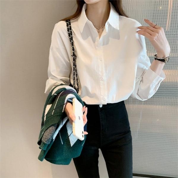 LF09600 2사이즈 루즈핏  봄 가을 간절기 기본 화이트 셔츠 남방 데일리 코디탬