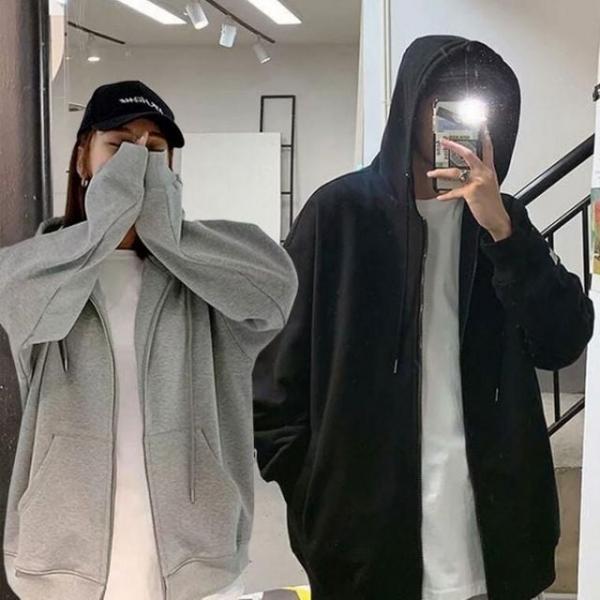 심플 남여공용 오버핏 후드집업 2color 집업 가을잠바 학생잠바 간절기 후드 집업 남녀공용 아우터