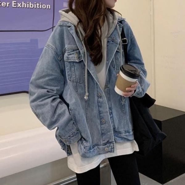 여성 후드 캐주얼 탈부착 아우터 데님자켓 W N0 간절기아우터 패션 캐주얼후드 봄가을아우터