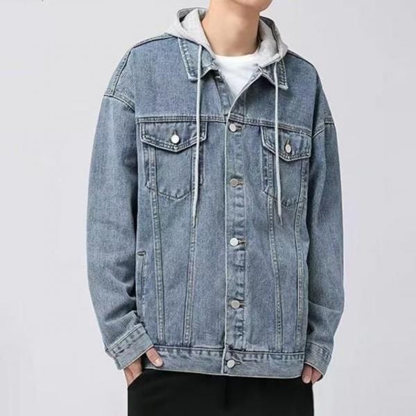 2컬러 커플 데일리 후드 데님 아우터 청자켓 N49 간절기자켓 후드 가을겨울아우터 패션청자켓