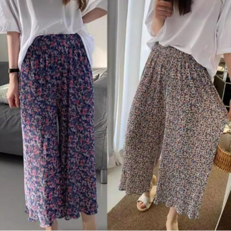 플라워 플 밴딩 8부 여름 셔링 냉감 바지 쿨링 아이스 팬츠