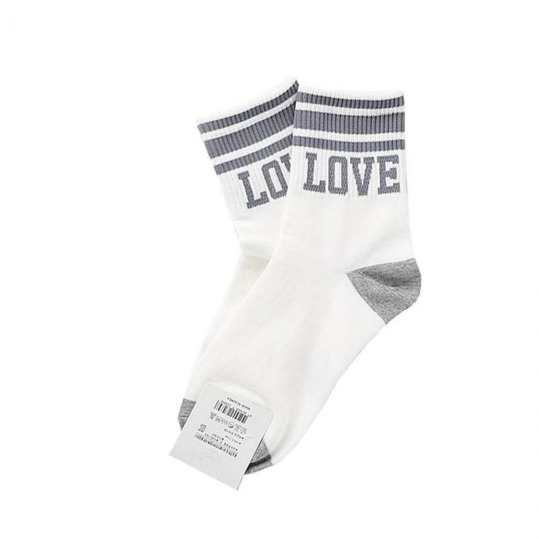 여성용 LOVE 중목양말 여자양말 그레이 1켤레 여자양말 패션양말 중목양말 여성양말 여름양말 여성중목 단