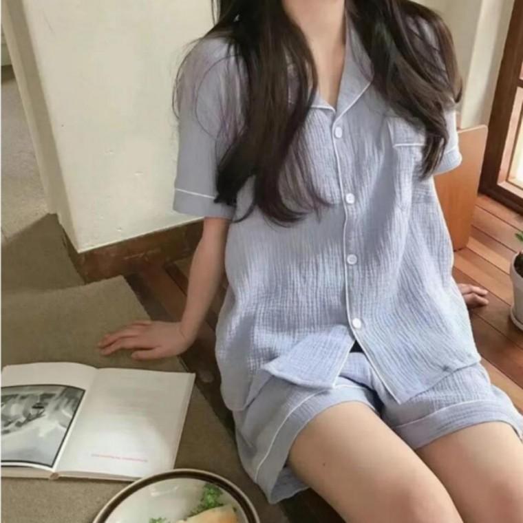 여성 여름 홈웨어 베이직 파스텔 반팔 잠옷 상하세트