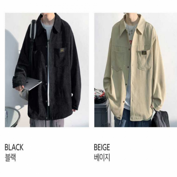 남성남방 간절기 대학생 캠퍼스 룩 코듀로이 루즈 핏 남방 셔츠 아웃도어 바람막이