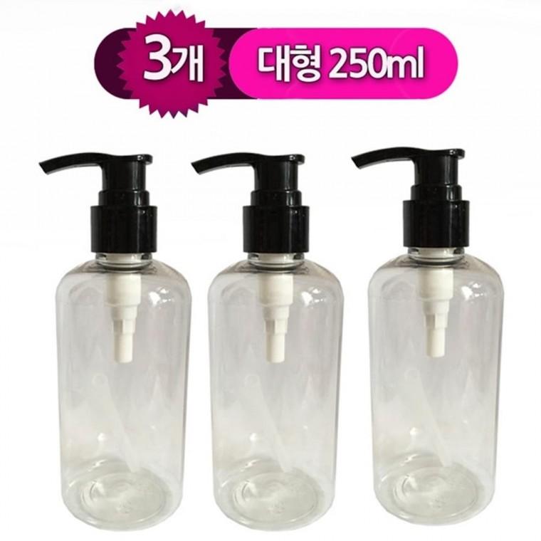 3개 펌프용기 250ml 펌프 투명 투명용기 주방보관 액상 화장품용기