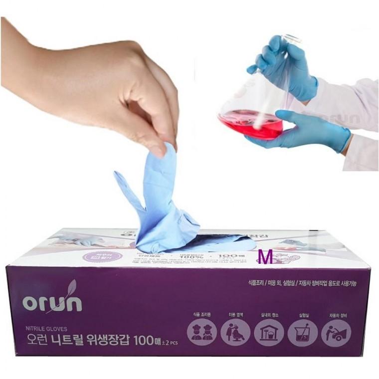 니트릴 100매 요리장갑 오런 위생장갑 고무장갑 니트릴장갑 블루M